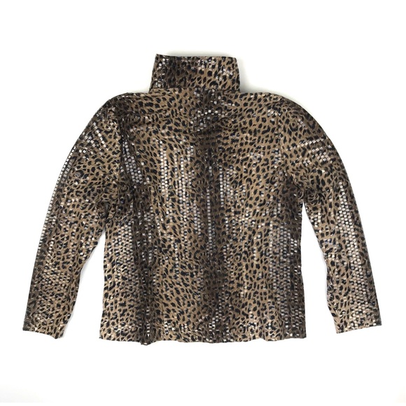 {Misook} Leopard Print Shiny Jacket - Picture 8 of 8